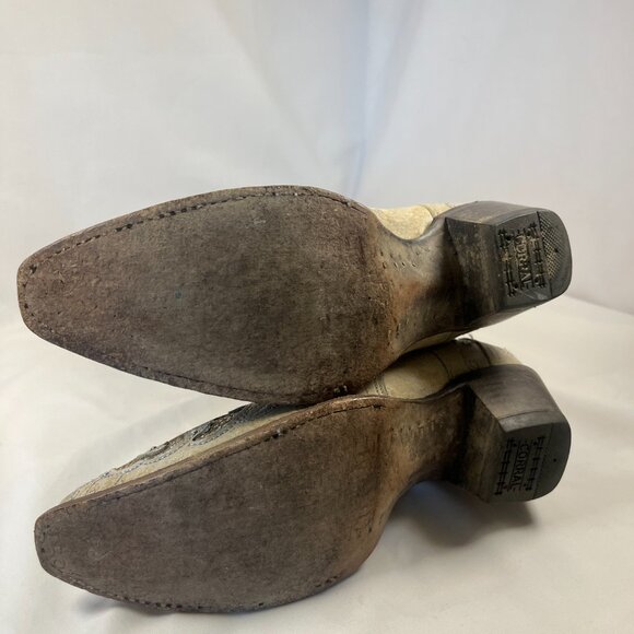 WOMEN'S WHITE GLITTERED INLAY AND CRYSTALS SNIP COWBOY BOOT 9M - Picture 12 of 16